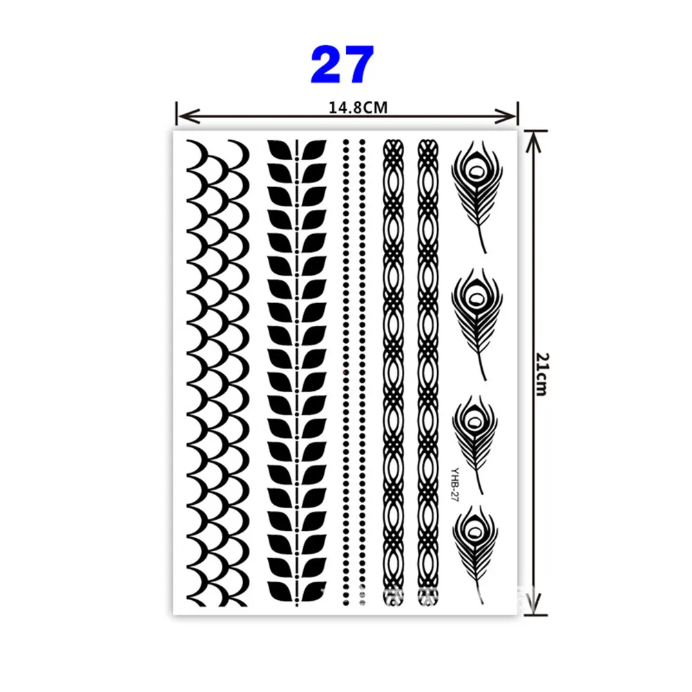 

6 Sheets Tattoo Stickers for Women Lace Design Body Art Black Skin Style Decals