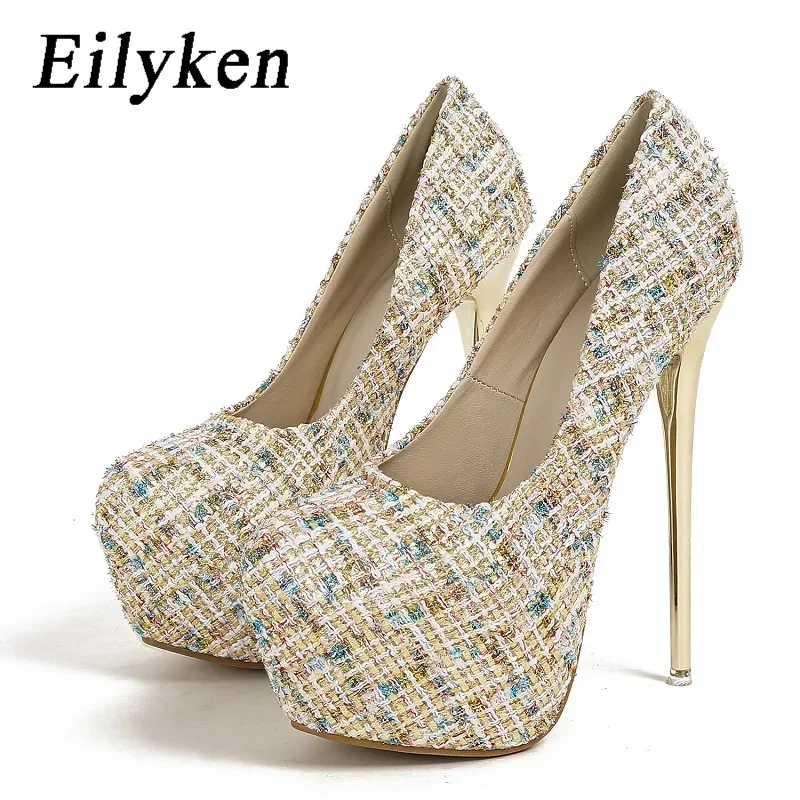 Eilyken Elegant Extreme Platform Pumps Women Ultra High Round toe Party Wedding Stripper Stiletto High Heels Spring Shoes