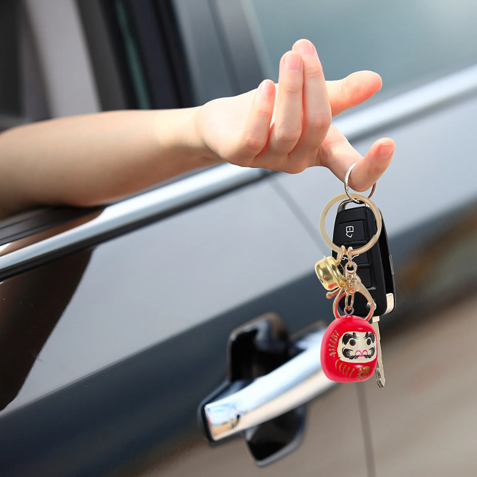 Daruma Keychain 2pcs Japanese Lucky Charm for Bag Purse Key Ring Tokyo Travel Souvenir Good Luck Accessory