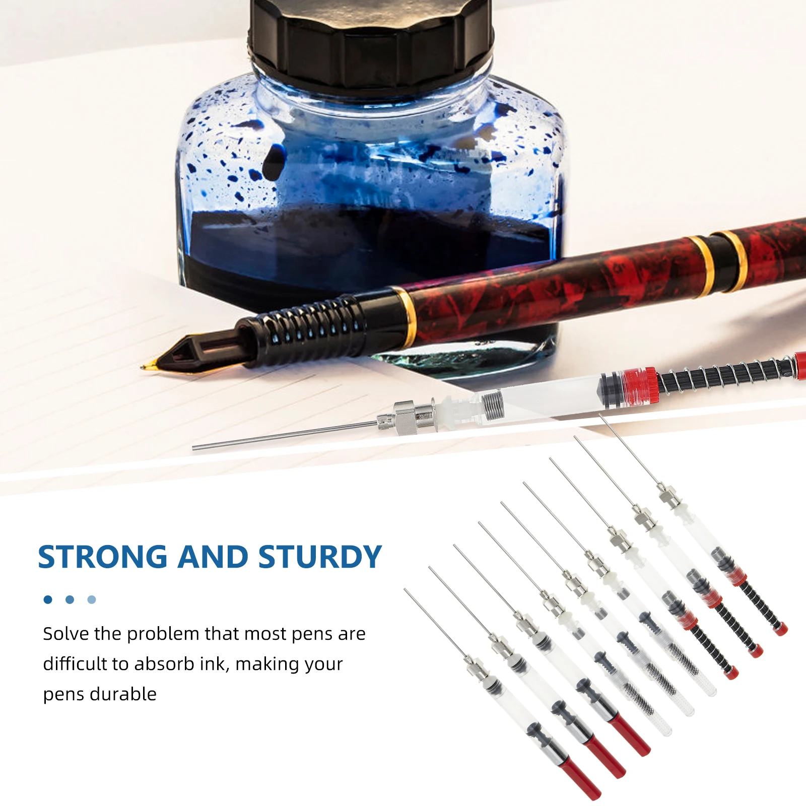

9Pcs Steel Pen Ink Absorber Reusable Lightweight Compact Design for Long Term Use Ink Refill Tube Fountain Pen Accessories