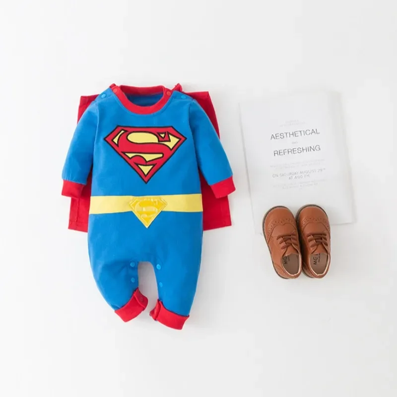 Marvel Super Heroes Series 0-2 Years Old Men and Women Super Cool Long Sleeve Short Sleeve Baby Suit Jumpsuit Clothes with Cape