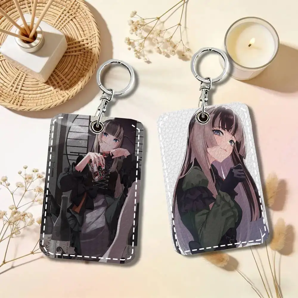 Juufuutei Raden Animation H-Hololive Card Case Keychain Access Card Bag Key Tag Ring Leather Card Holder Key Ring Access