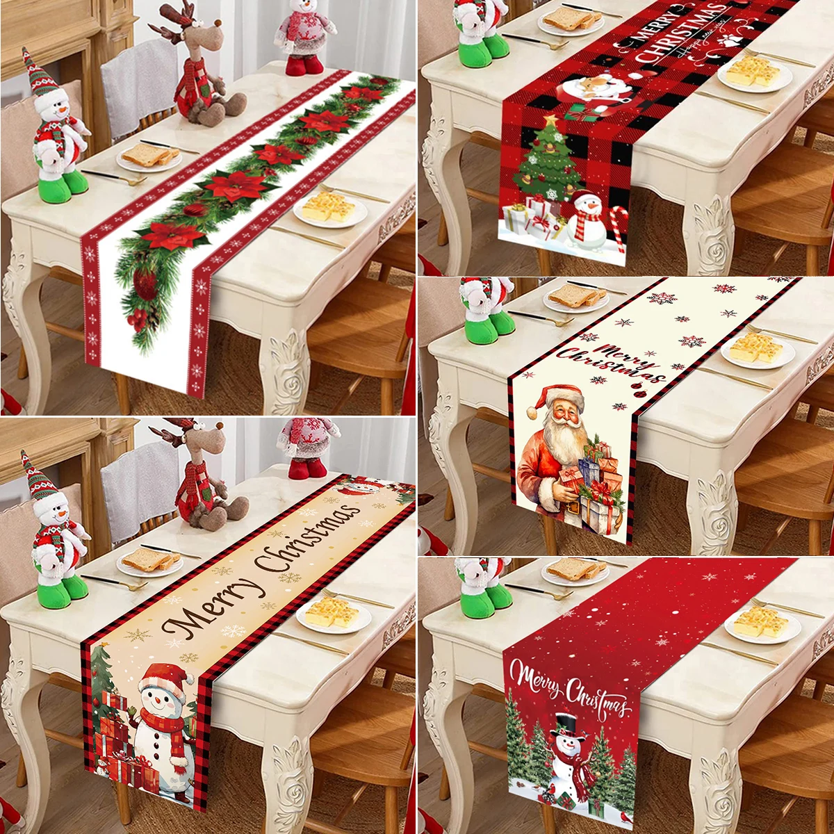 Christmas Table Runner Merry Christmas Decorations 2024 For Home Tablecloth Navidad Noel Kerst Xmas Gifts New Year 2025 Natal