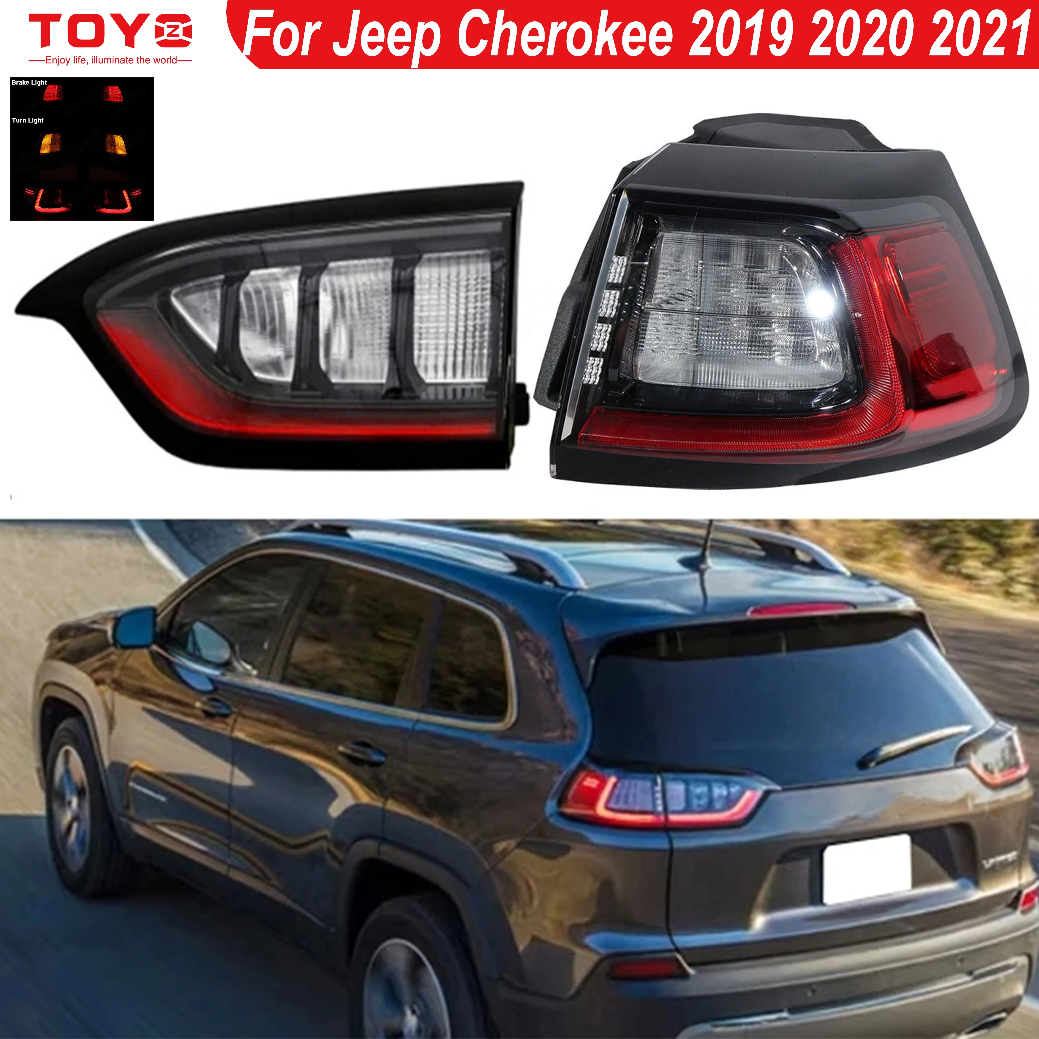 

Tail Light For Jeep Cherokee 2019 2020 2021 Car Rear LED Tail Lamp Brake Stop Lamp 68275959AF 68275960AF 55112836AB 55112837AB