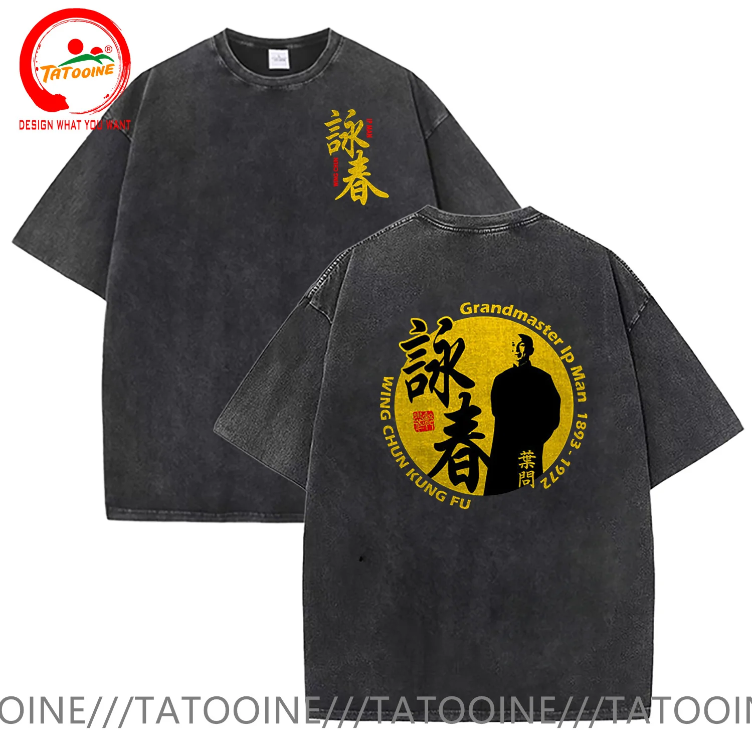 

Vintage Washed Cotton T-Shirt Wing Chun Grandmaster Yip Man Ip Man Logo T Shirts Men Summer Casual T Shirt Soft Fashion TeeShirt