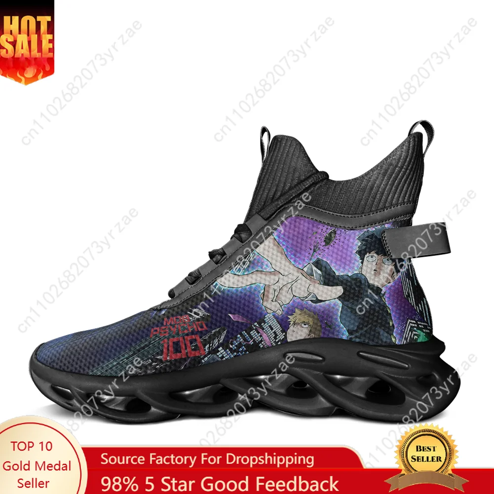 

Mob Psycho 100 High Top Flats Sneakers Mens Womens Sports Shoe High Quality Sneaker Lace Up Mesh Footwear Custom Made Shoes