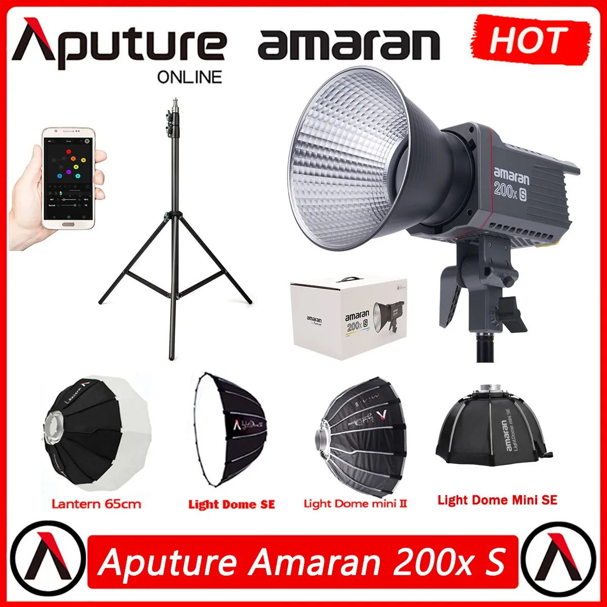 

Aputure Amaran 200X S Series UPGRADED 200W 2700-6500K Bi-Color COB LED Video Light Bluetooth App Control Photography Light