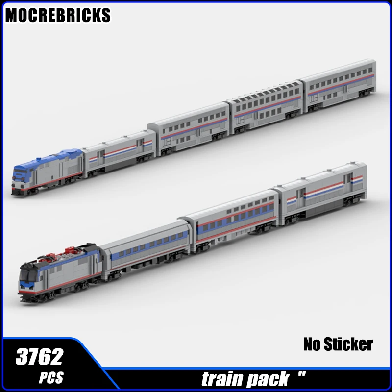 MOC Long-distance Railway Passenger Train Sets Southwest Chief Carriages Trains Building Blocks Assembly Model Kids Bricks Toys