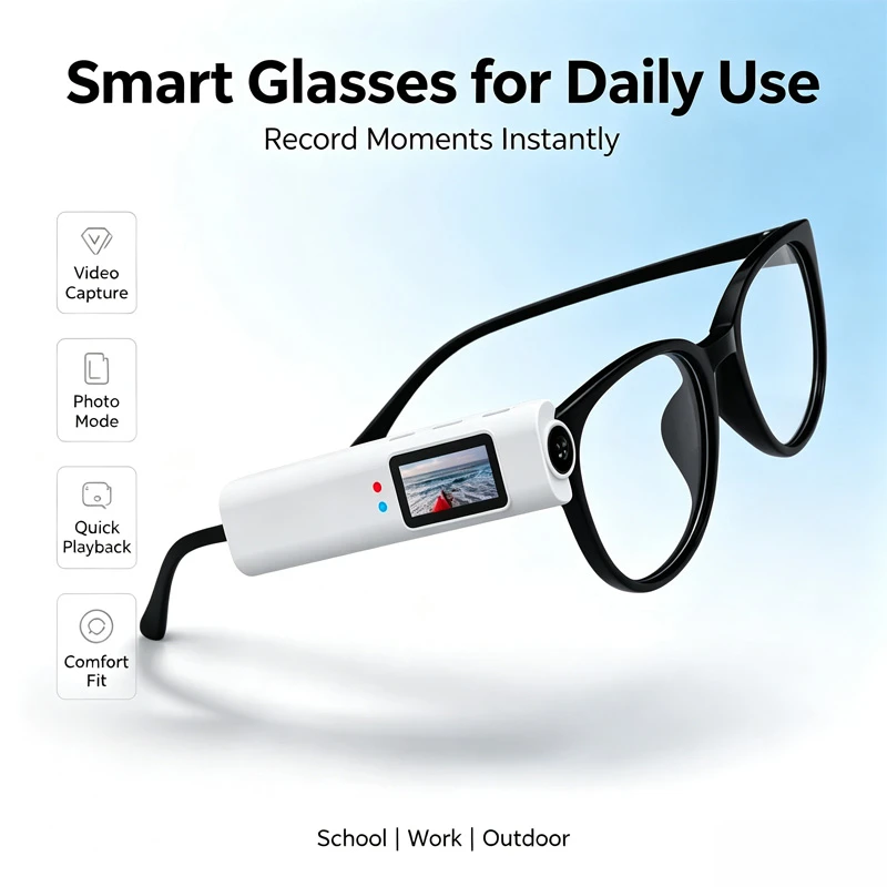 New FPV Eyeglasses 4K Video Shooting Micro-camera HD WiFi Intelligent Headset Glasses Video&Sound Recording WiFi APP