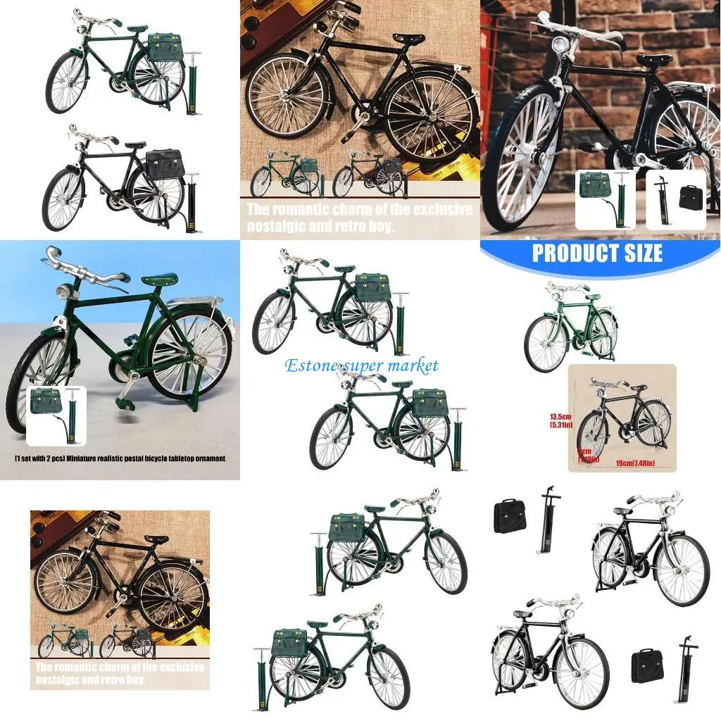 090B خدمة بريدية تاريخية مصنوعة من سبيكة دراجات نموذجية للوالدين والطفل قطعة تزيين تعليمية تفاعلية
