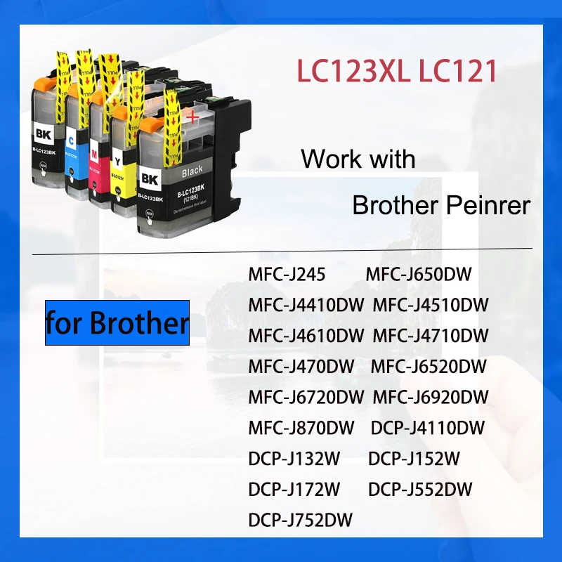 4/5pk LC123 LC-123 LC123XL Compatible Ink Cartridge For Brother MFC-J650DW MFC-J6720DW MFC-J6520DW DCP-J4110DW DCP-J132W Printer