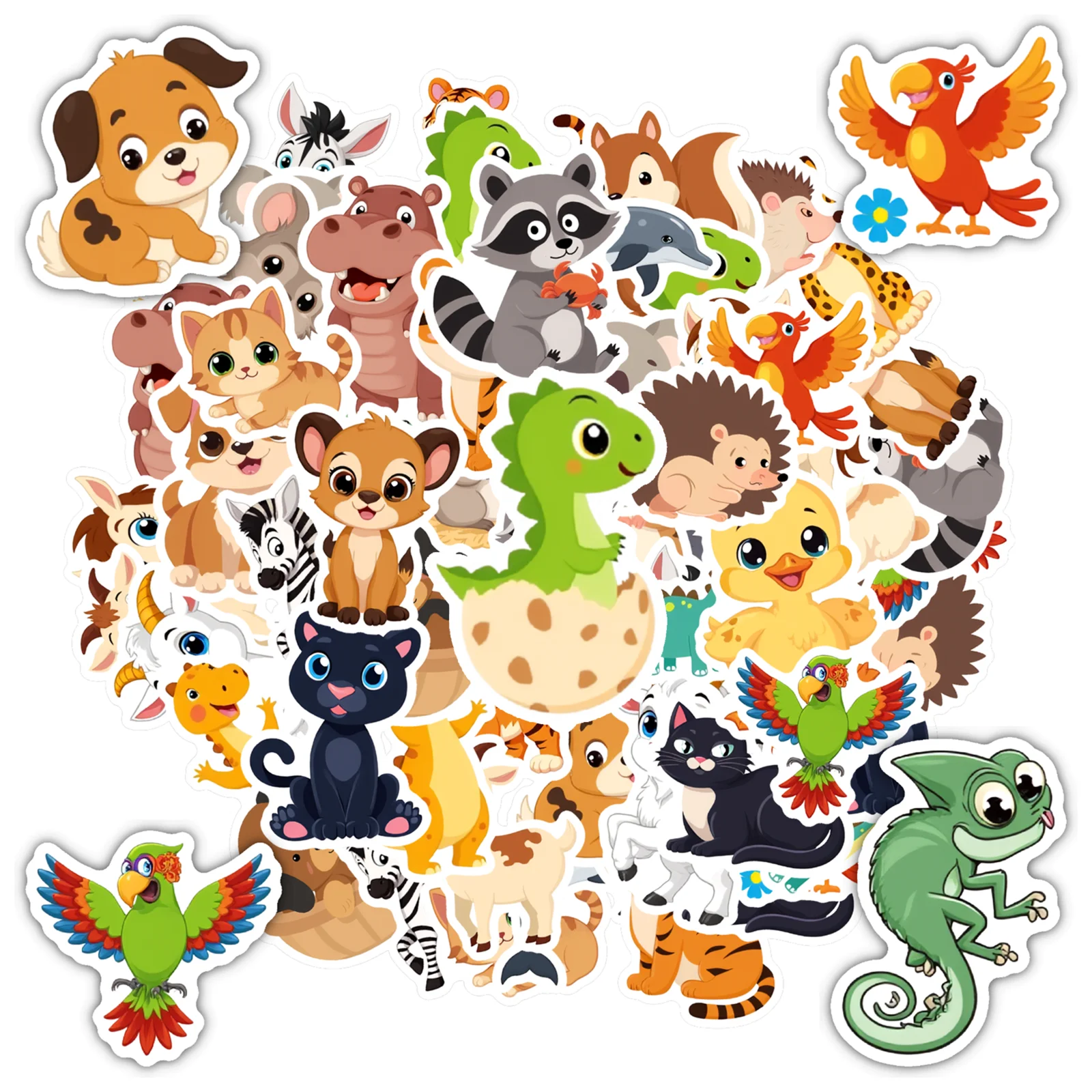 35pcs-50pcs Cartoon Animals Stickers Cute Cute Creatures Teacher Reward Stickers Stickers For DIY Phone Laptop