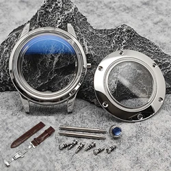 39MM Bubble Watch Case Butterfly Double Buckle with Brown Black Leather Strap Watch Accessories for NH35/NH36/4R/7S Movement