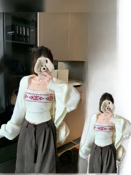 

plus Size Faion Set ort Cardigan Jaet with Csole Inner Wear Island Design Spring Autumn New Sle Women's Ensemble