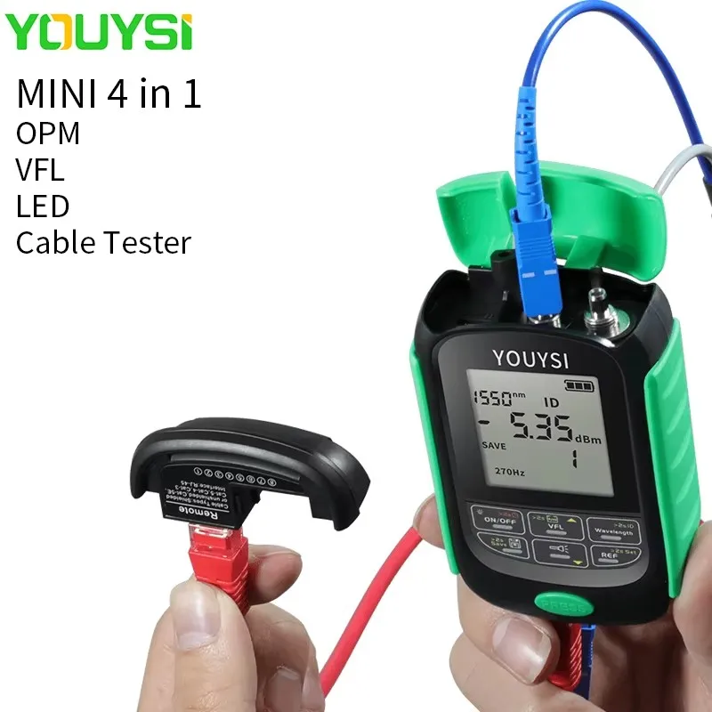 

YOUYSI 4in1 Li-Lion Battery Optical Power Meter Visual Fault Locator Network Cable Test Optical Fiber Tester LED VFL