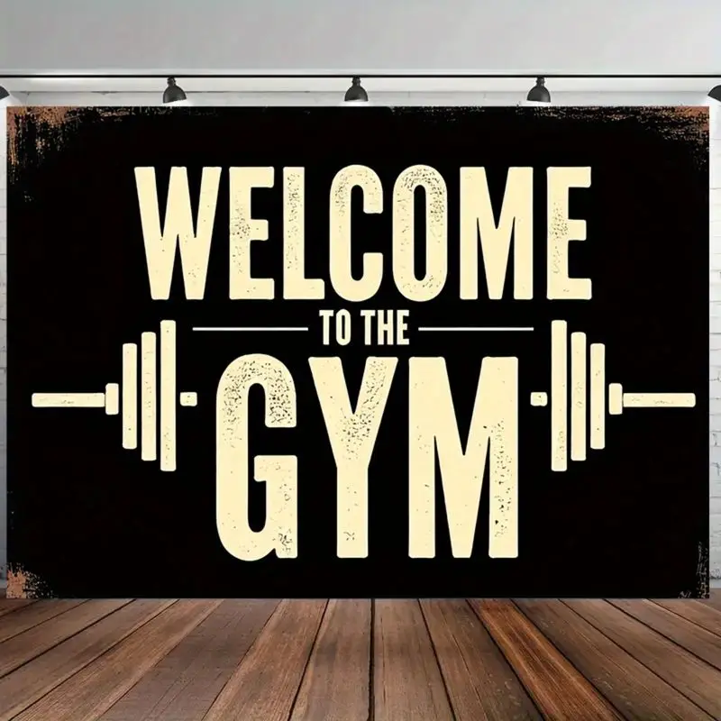 VIKAMA Retro Vintage Barbell Fitness Slogan Tapestry, Motivational Wall Hanging for Bedroom Living Room Dorm