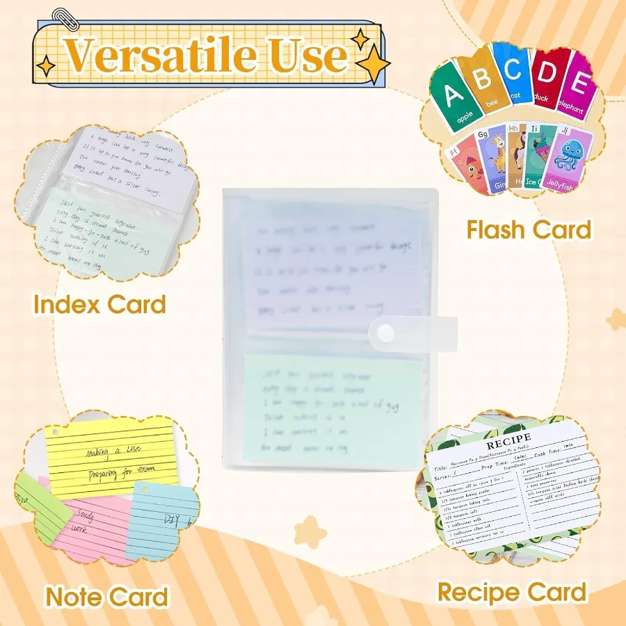 4x6 حامل بطاقة الفهرس المنظم واضح بطاقة الموثق ل Flashcard Notecard وتخزين بطاقة الوصفة 50 ورقة الأكمام البلاستيكية Inde