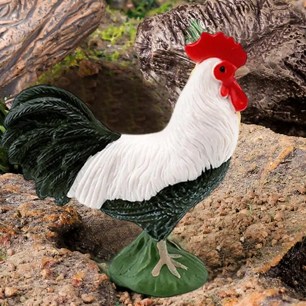 Collectible Chick Model Simulated Chick Model Pvc Figurine Corncrake Black White Rooster Sculpture Polish Chicken for Kids