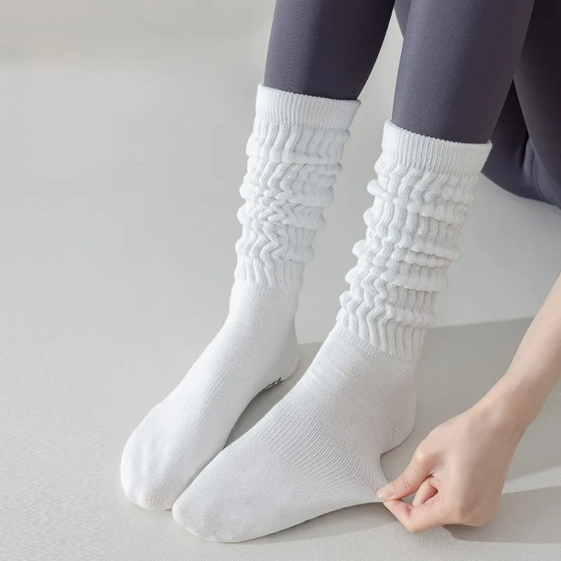 1 paar Lange Yoga Socken Baumwolle Dot Silikon Terry Nicht-slip Frauen Pilates Grip Kniehohe Slouch Socken