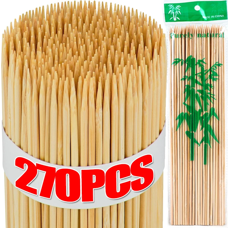 Bamboo Stick Food Grade Bamboo Skewer Sticks Disposable Natural Wood Long Sticks for Barbecue Party Buffet Food Fruit BBQ Tools