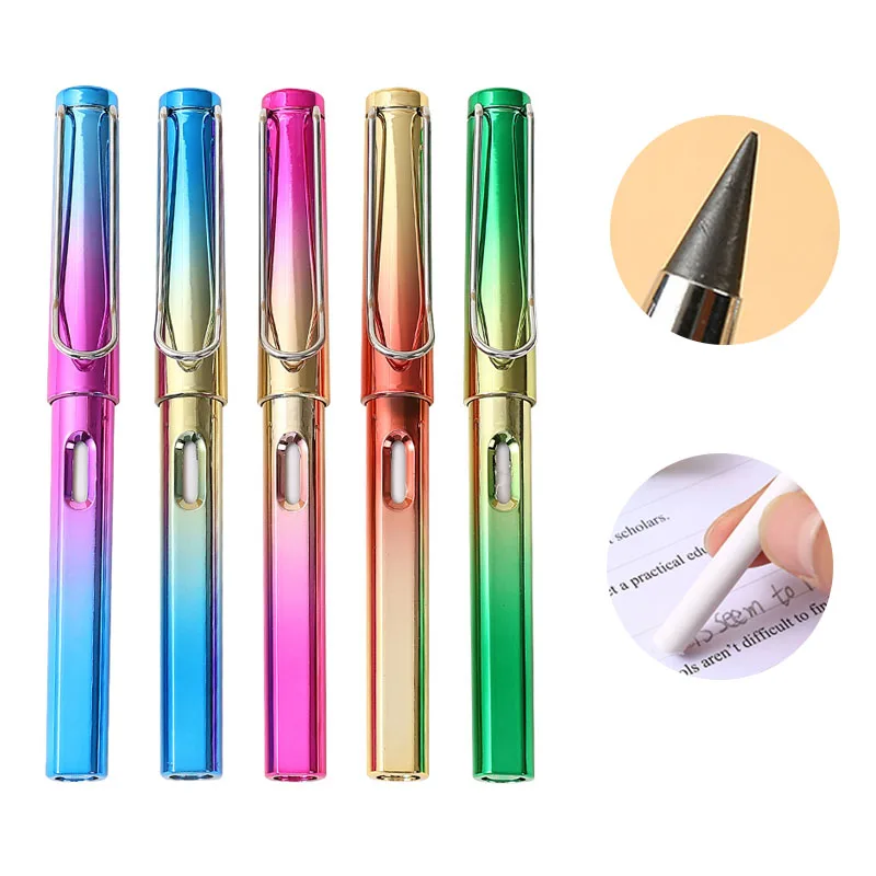 

10pcs Eternal Pencils with Lead Cores and Colorful Pens Without Cutting. Students Write and Draw with Their Own Rubber Pencils.
