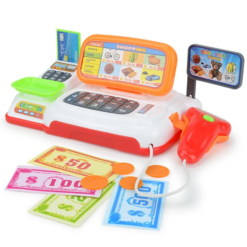 

Simulation Cartoon Supermarket Cash Register Toy Home Appliance Series Children Play Home Electric Lighting Register