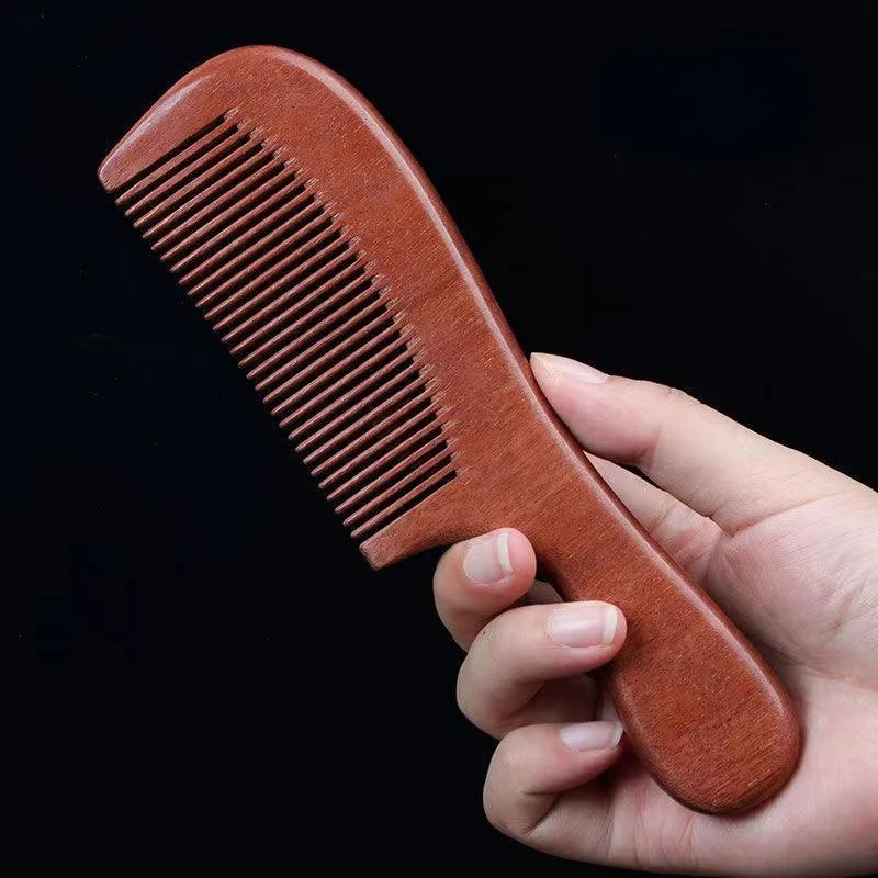 Handmade Wooden Comb Natural Sandalwood Wide Fine Teeth Hair and Beard Combs Anti Static No Snag Head Brush