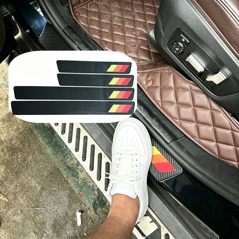 Tri-Color Car Stickers for Toyota RAV4 Tacoma Camry Sequoia Tundra Highlander Accessories Door Sill Protector Plate Panel Cover