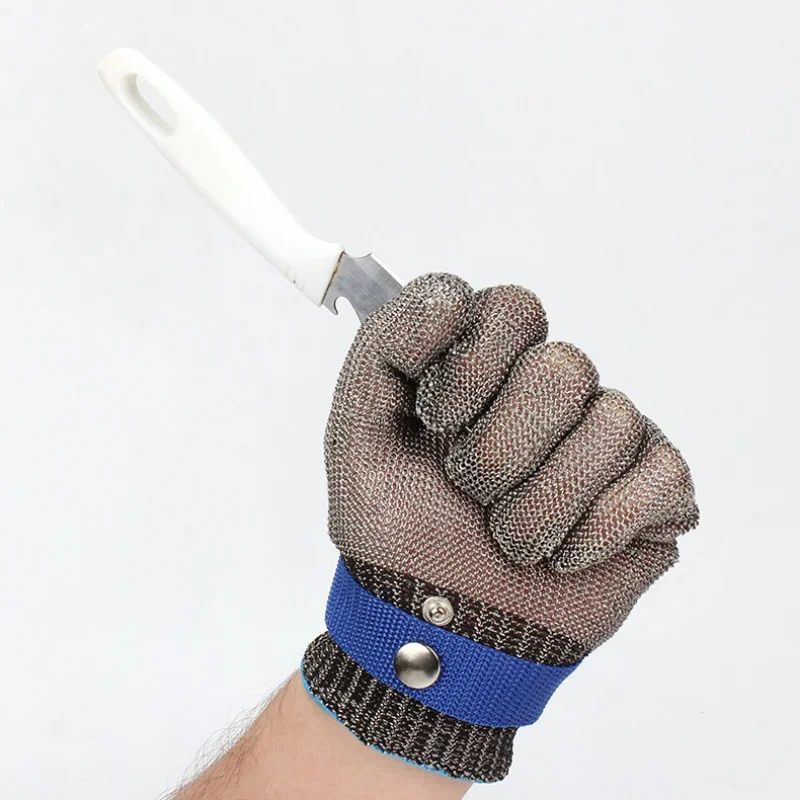 Guantes de acero inoxidable anticorte, protectores de mano resistentes al corte, malla de carne de Metal, a prueba de puñaladas, cuchillo de alambre