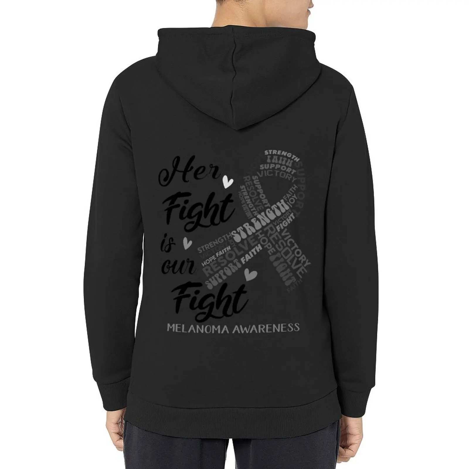 

Melanoma Warrior, Her Fight is our Fight Melanoma Awareness Hoodie clothes for men men clothing anime clothing mens hoodies