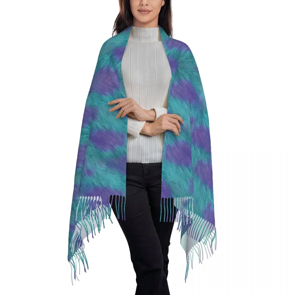 Sully Fur Monsters Inc Scarf Tassel Scarves Women Soft Warm Shawls and Wraps Long Fall Winter Shawl Wrap