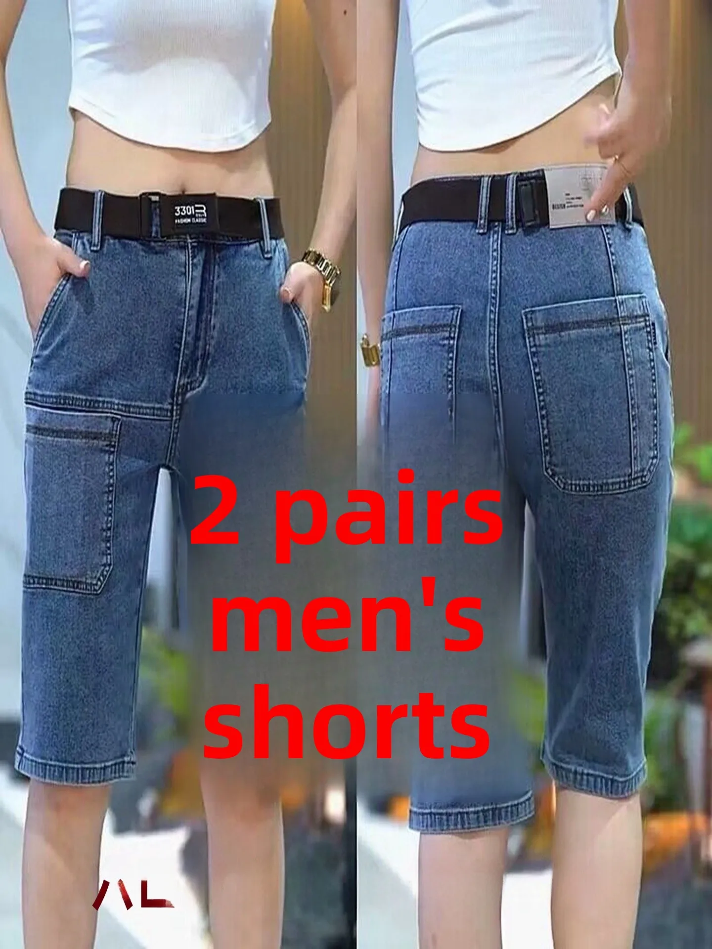 

Menswear Summer Thin High Elasticity Workwear Shorts Multi-Pocket Cotton Stretch Denim Wear-Resistant Casual Straight Leg Jeans