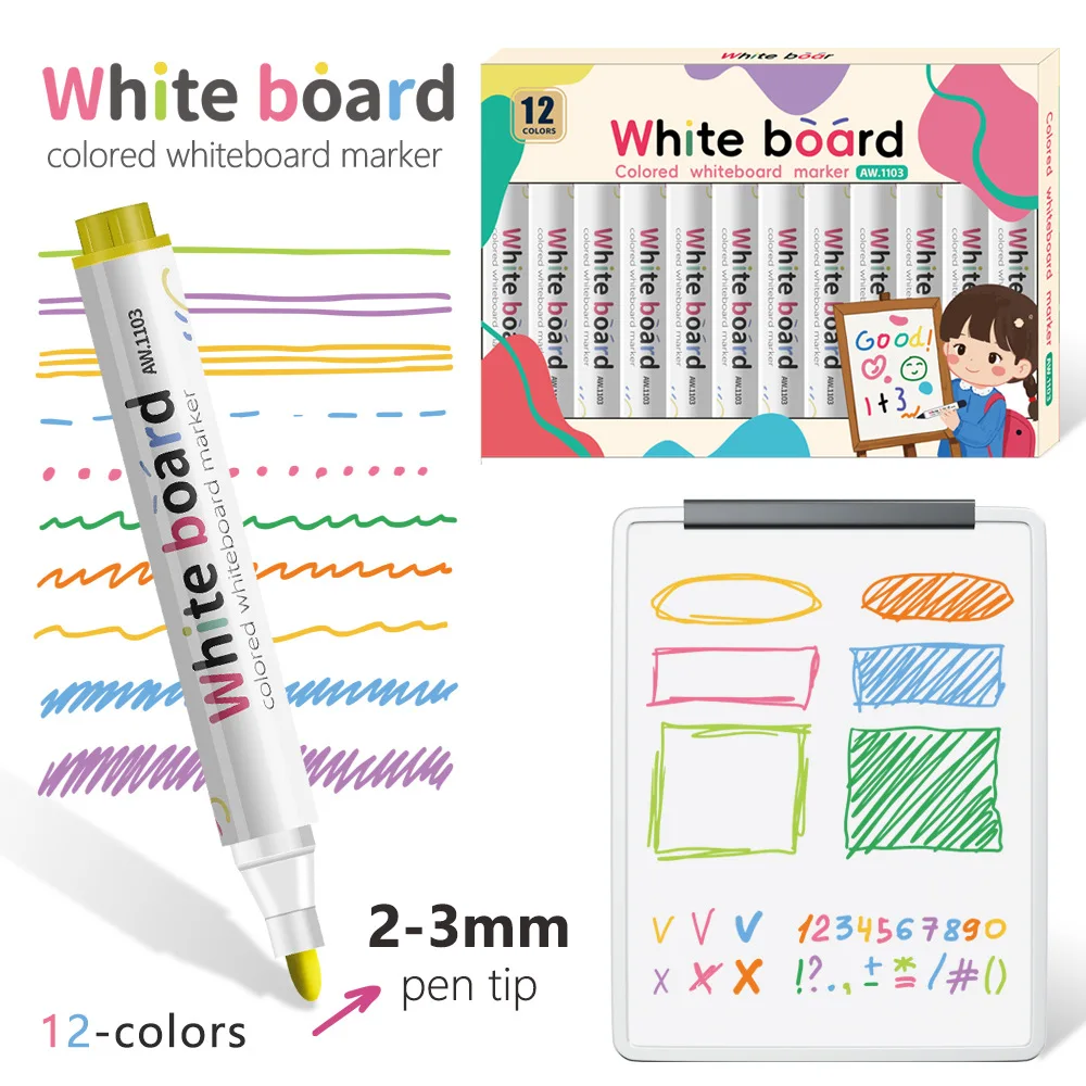 

12 цветов Набор ручек для стираемой доски Детский Цветная плавающая ручка Детский Креатив Водная плавающая ручка Живопись Канцтовары