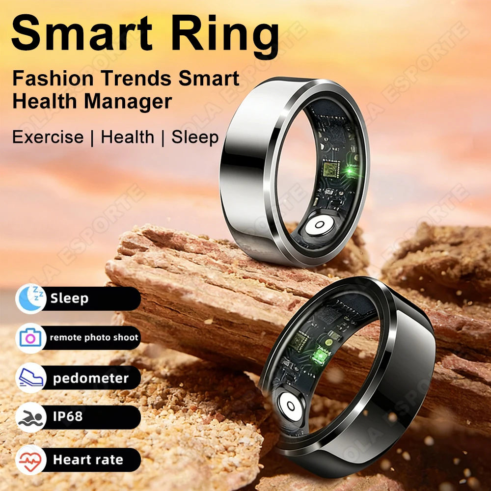 

Smart Ring 5ATM Waterproof Pedometer Fitness Ring Bluetooth-Compatible 5.0 Multi-Sport Modes Heart Rate Health Sleep Monitoring