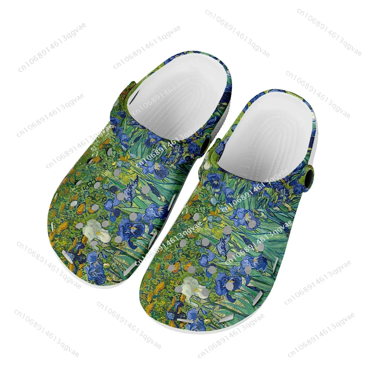 

Van Gogh Oil Painting Iris Flower Home Clogs Custom Water Shoes Mens Womens Teenager Shoe Garden Breathable Beach Hole Slippers