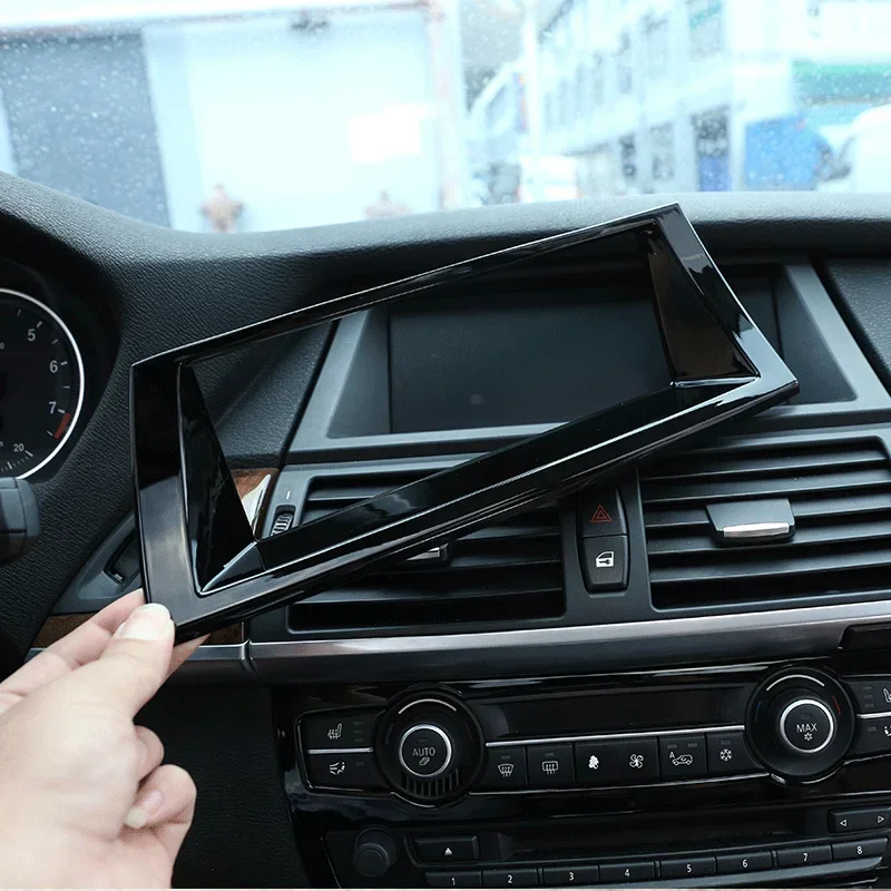 For 2008-2013 BMW X5 X6 E70 E71 ABS black car styling steering wheel button frame glass lift switch frame sticker auto parts