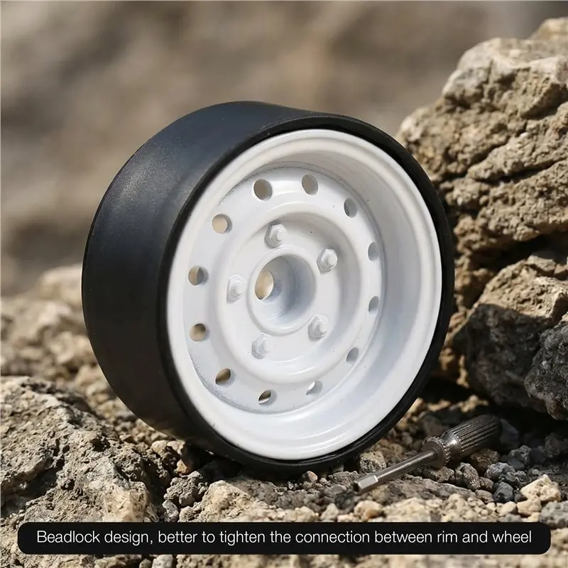 MACH-4Pcs/Set RC Crawler Retro Alloy 12 Small Holes 1.9 Inch Beadlock Wheel Rim For 1/10 RC Car Accessories