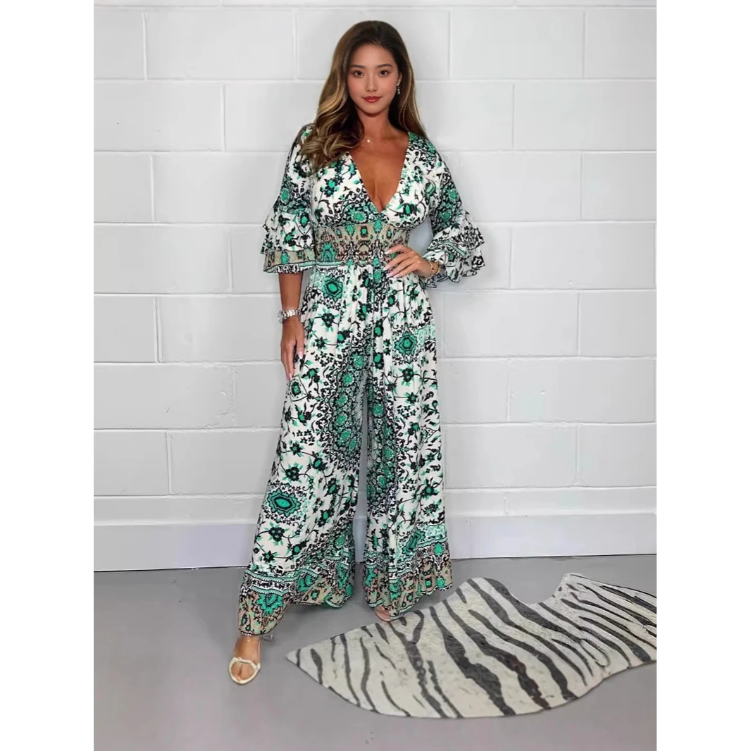 

Комбинезон Ele Long Sve, модная женская одежда, трансграничное летнее новое поступление, удобный хлопок Hanmaa Blend