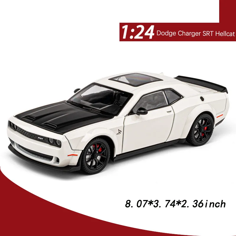 Modelo de coche de aleación de Dodge Charger SRT Hellcat para niños, fundido a presión juguete de coche, regalo coleccionable, decoración de coche en miniatura, 1:24