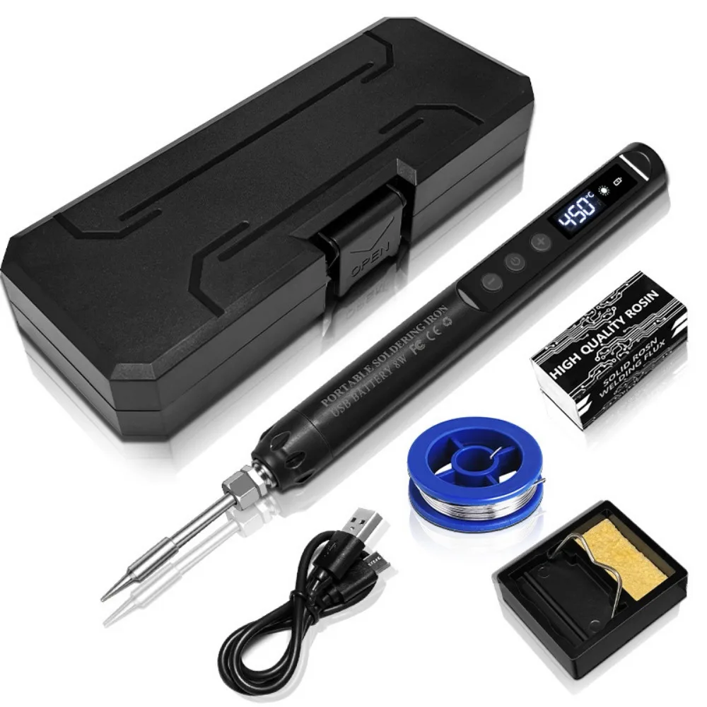 

Digital Display USB Soldering Iron USB Powered Fast Heating Wireless Electric Iron Solder 200-450℃Range Constant Temperature