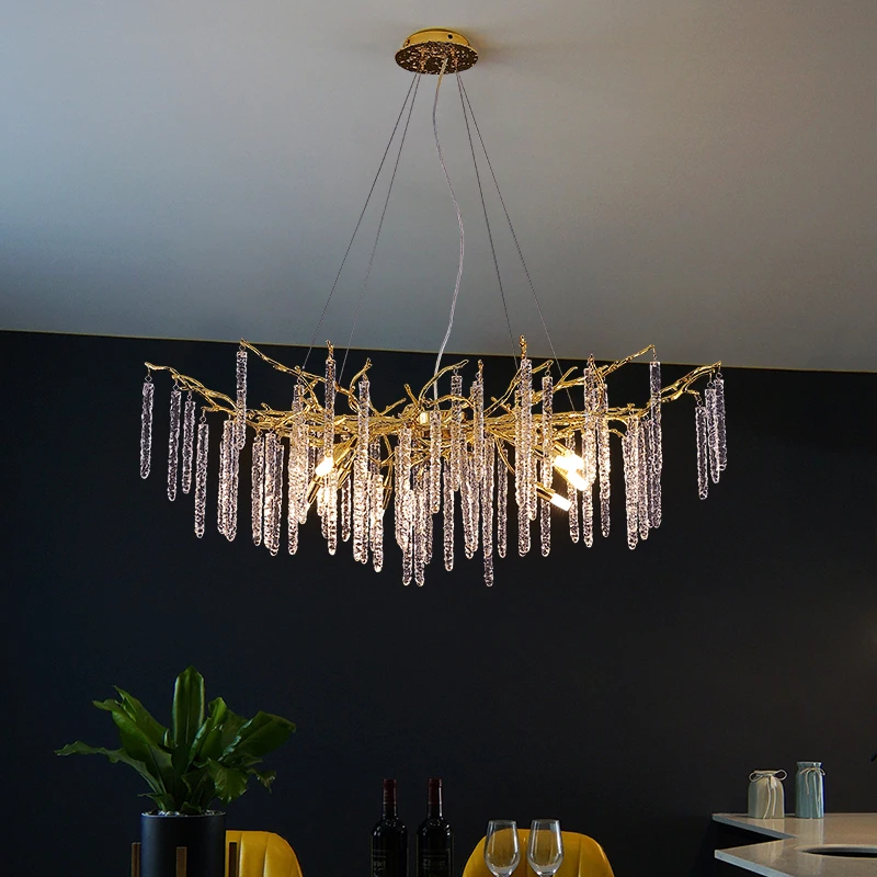 

Французсветильник па, Роскошная Новая основная лампа с каплями воды, люстра для гостиной, столовой, роскошная хрустальная люстра для виллы