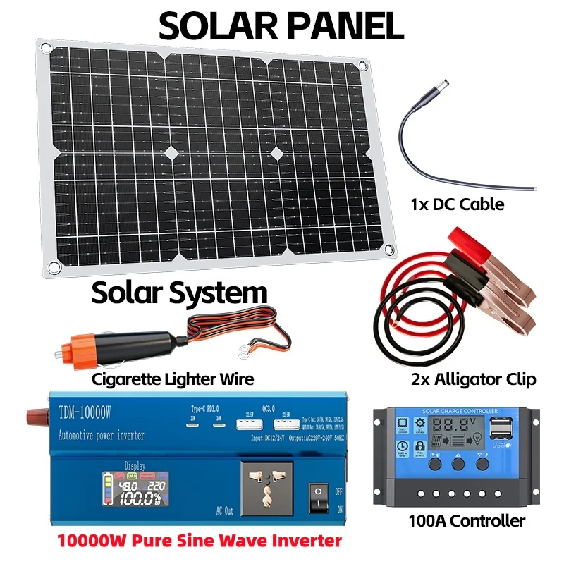 6000W Solar-Wechselrichter-Kit Komplette Stromerzeugung 600W Solarpanel 110V/220V System 12V Solarpanel 4000W-10000W Wechselrichter Opt – Detail 5