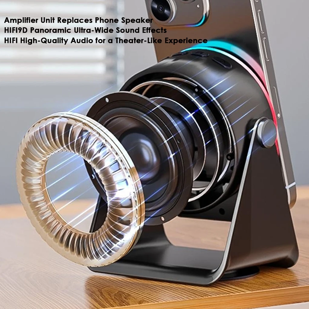 Wireless Induction Speaker Sound Amplification Bluetooth Connection 360° Bracket Adjustability Wireless Charging