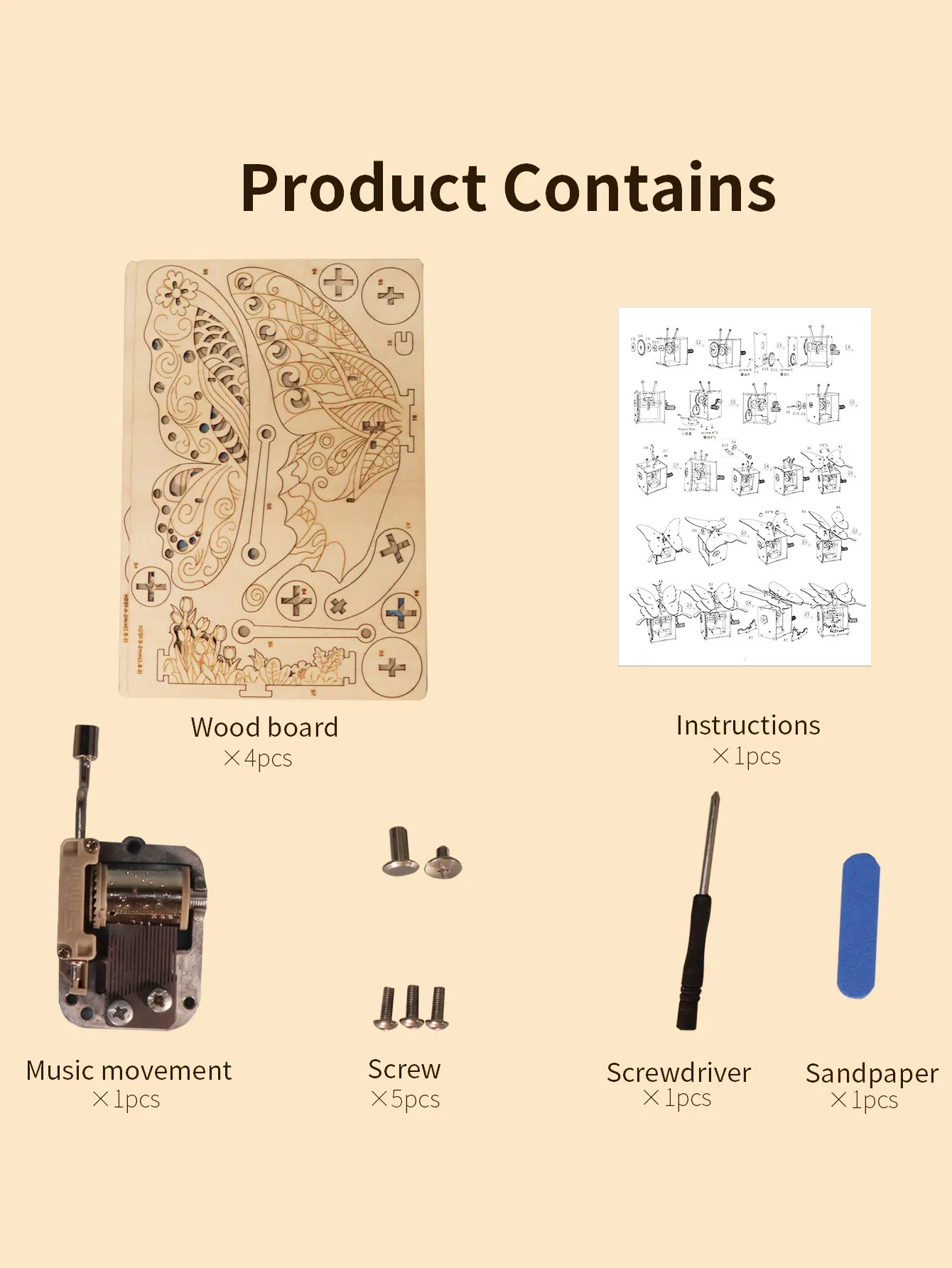 3d Wooden Puzzle Hand Butterfly Music Box You Are My Sunshine Handmade Assembly Model Kit Holidays Brthdays Christmas Gifts