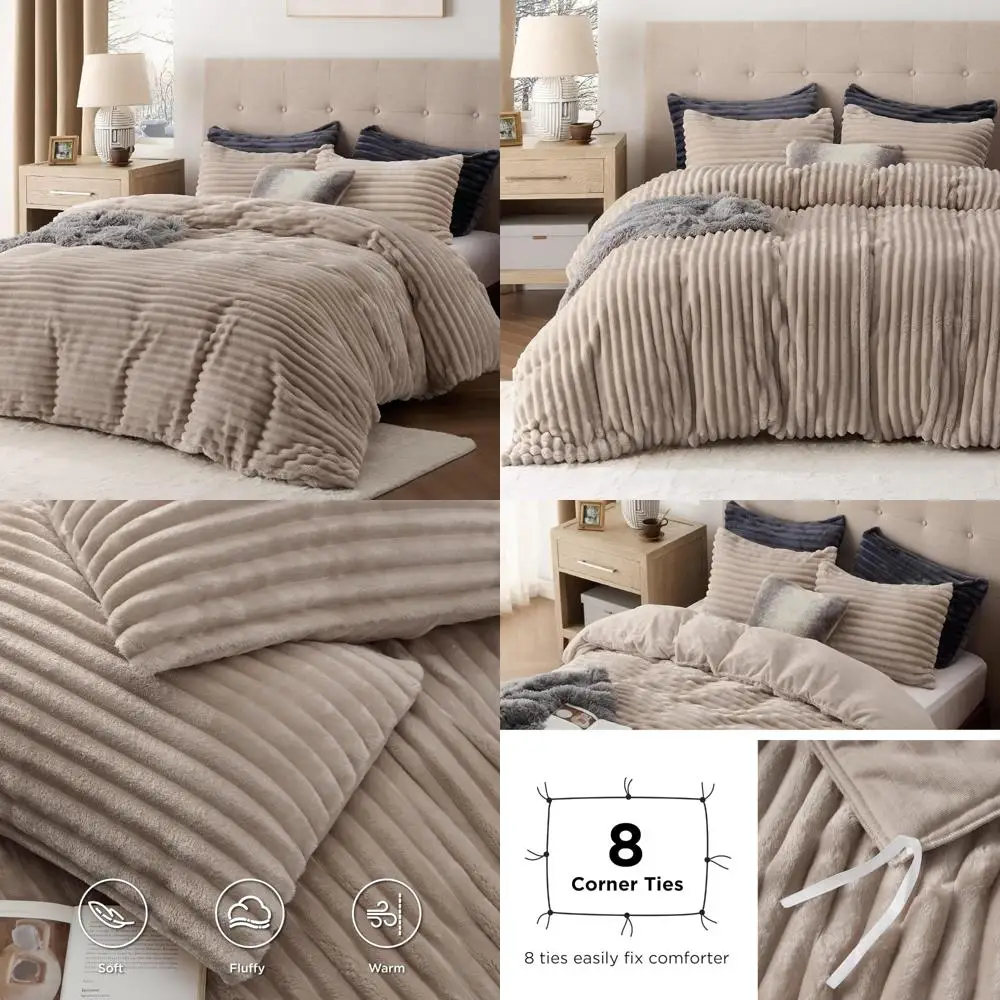 

Ультрамягкий плюшевый комплект пододеяльников Shaggy Queen — теплое фланелевое флисовое постельное белье для зимы, комплект пододеяльников из трех предметов