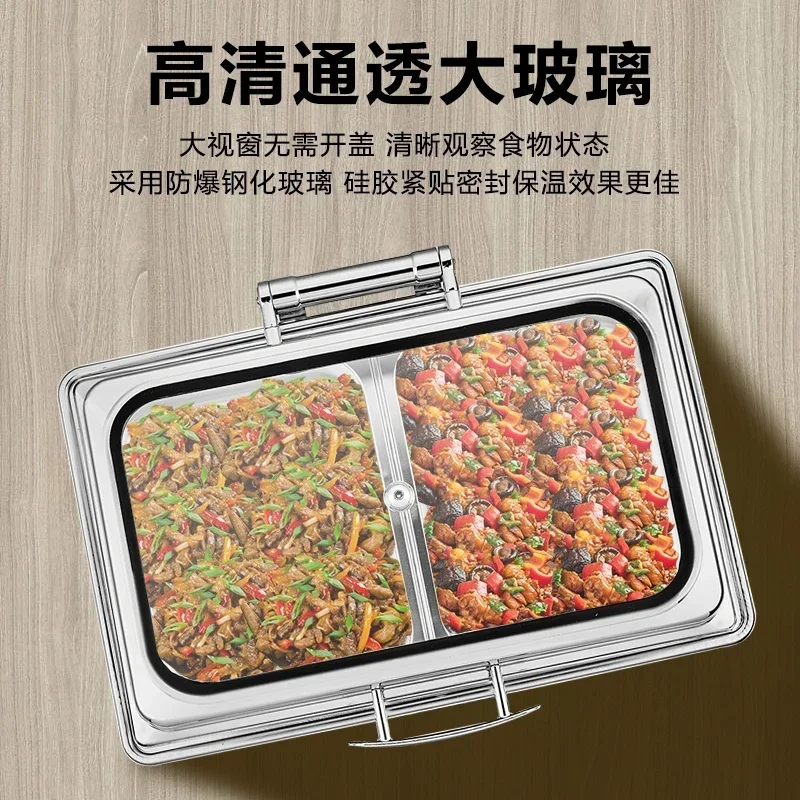 breakfast stove, Electric heating stainless steel buffet stove, hydraulic visual insulation  flip cover, Buffet hotel tableware