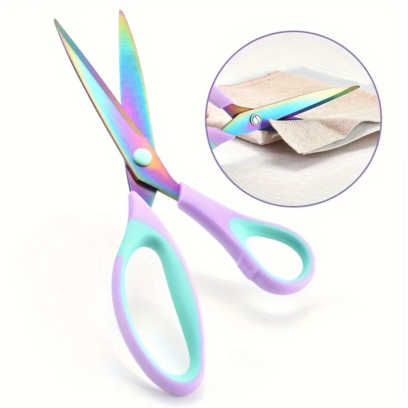 Sharp Titanium Blades 3pcs Craft Scissors Set - Soft Rubber Grip Handles, Stainless Steel Multipurpose Shears for Office、School