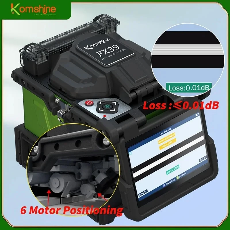 Imagem -03 - Komshine-classic Fx39 Optical Fiber Fusion Splicer Alinhamento do Núcleo Seis Motores Máquina de Solda Empalmadora de Fibra