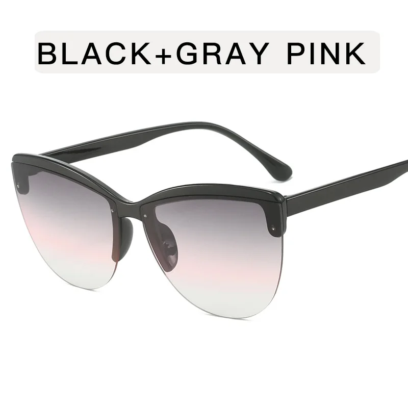 Katzenauge Sonnenbrille Retro Halb rahmen Sonnenbrille Mode Damen dekorative Sonnenbrille – Detail 4