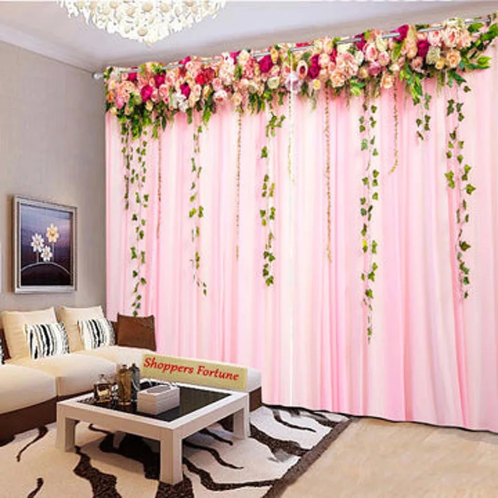 Wedding Curtain Pink Romantic Senior Window Curtain For Kids Room Bedroom Curtain for Girls Colorful Cortinas HIgh Shading 2pcs